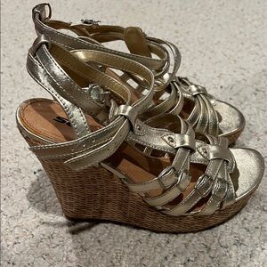 Metallic Gold Wedge Sandals - Strappy Women’s Platform Heels